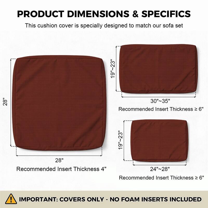 FINCATI 28" × 28" Outdoor Cushion Cover, Sofa Cushion Replacement Slipcover, Patio Seat Cover 28 Inches (COVER ONLY!)