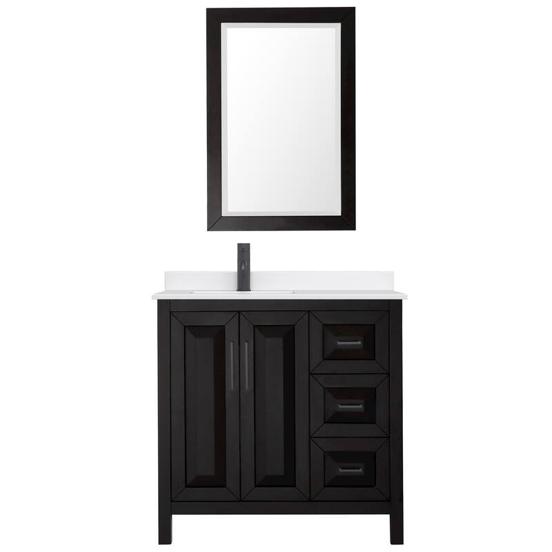 Daria 36-inch Single Vanity, Single Hole Quartz Top, 24-inch Mirror