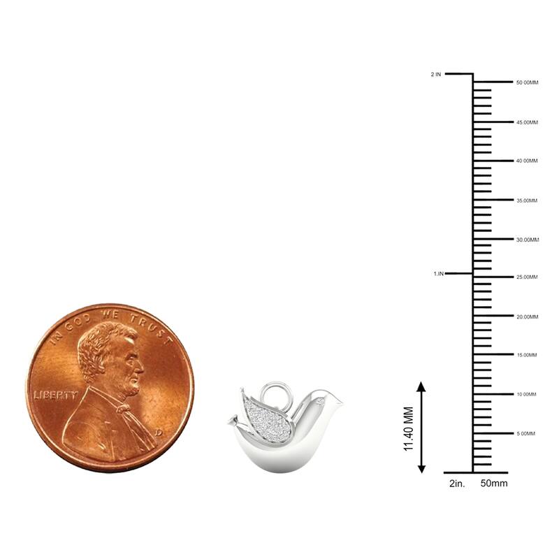 1/10ct TDW Diamond Dove Charm Pendant Necklace in Silver for Women