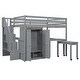 preview thumbnail 8 of 18, Full Size Loft Bed with Stairs, Bookshelf, Drawers, Desk & Wardrobe - Multifunctional Furniture for Kids & Teens