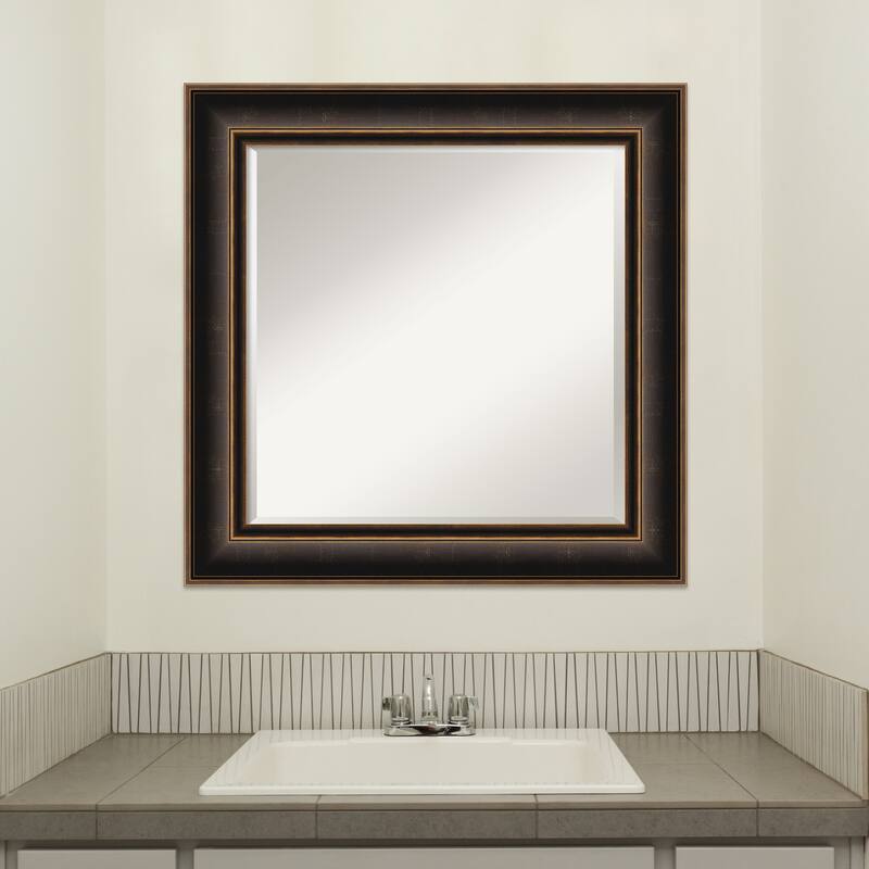 Villa Oil Rubbed Bronze Beveled Wood Framed Bathroom Vanity Wall Mirror - Villa Oil Rubbed Bronze