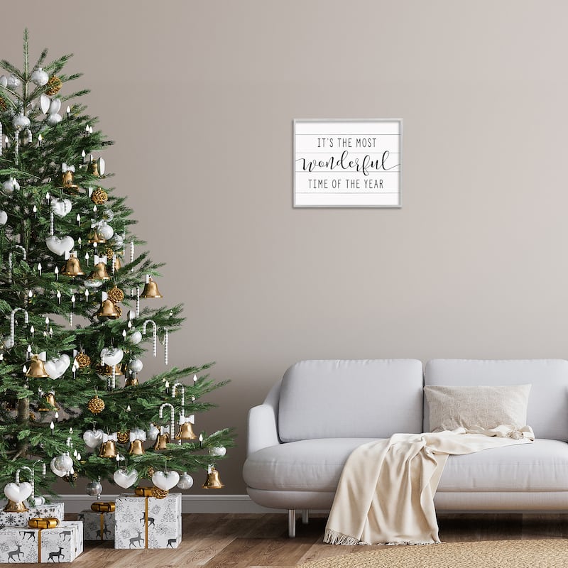 Stupell Holiday Most Wonderful Time Of The Year Framed Art, Design By Artist Lettered and Lined