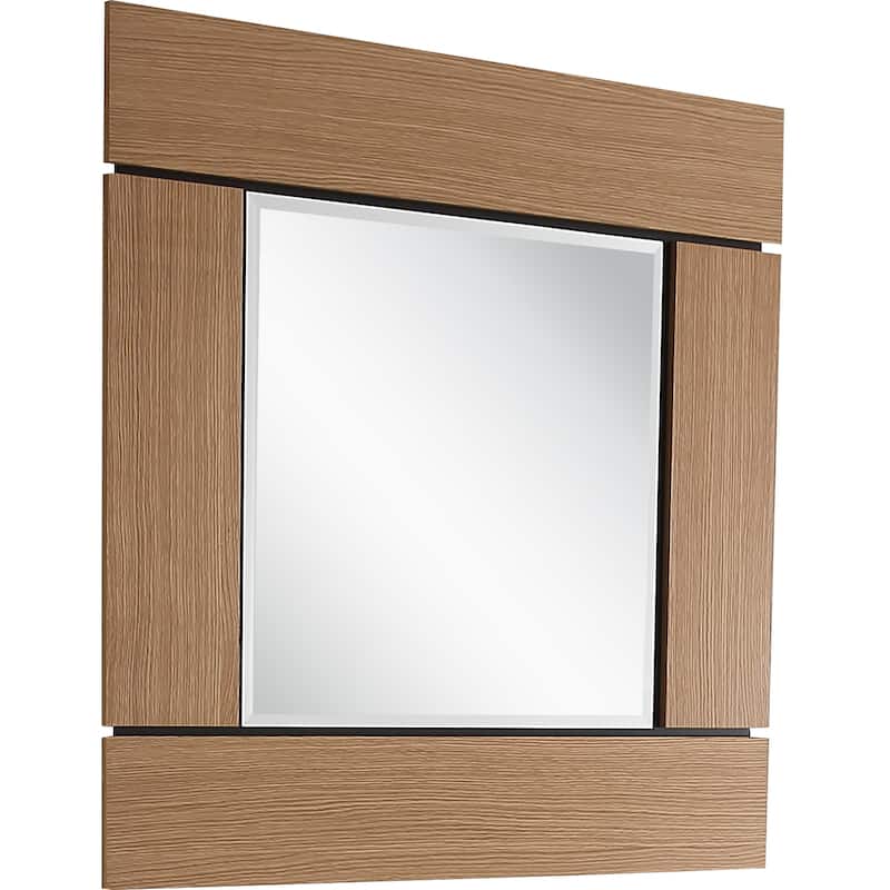 HomeRoots 35" Brown Square Accent Wood Mirror - 35.4' X '35.4' X '0.9