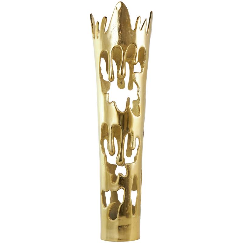 Gold, Silver or Black Aluminum Metal Drip Vase with Melting Designed Body