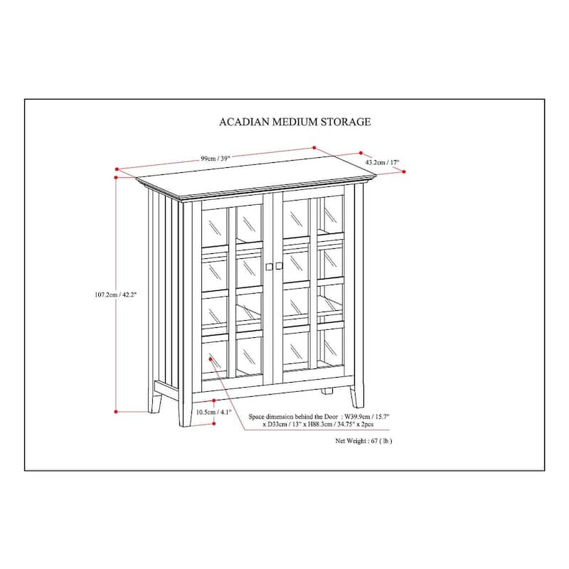 WYNDENHALL Normandy 39-in. Solid Wood Storage Cabinet - 39"w x 17"d x 42.2"h