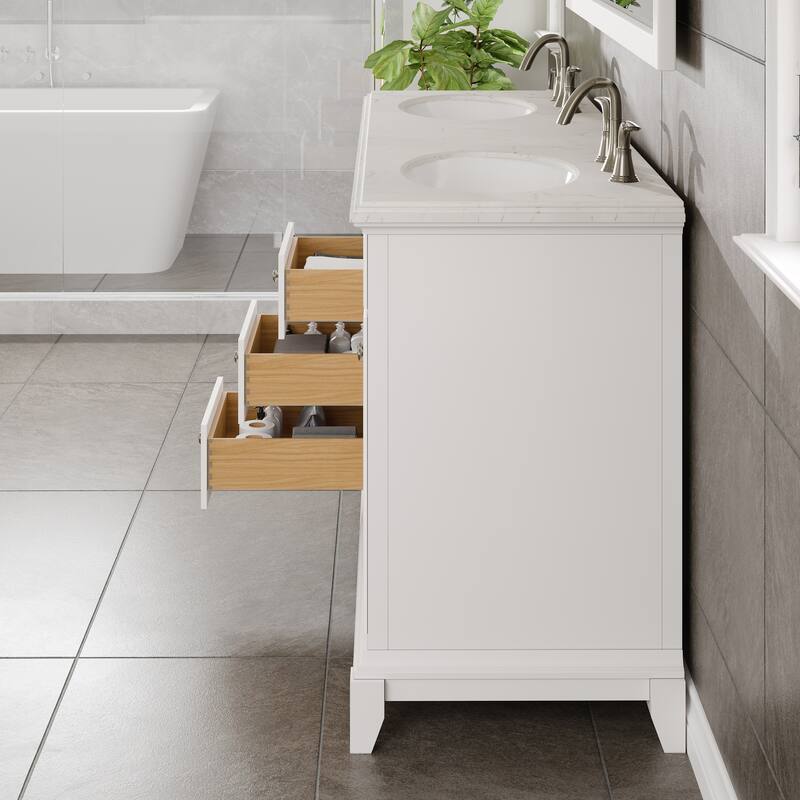 Elite Stamford Bath Vanity with Carrara Quartz Top and Porcelain Sink