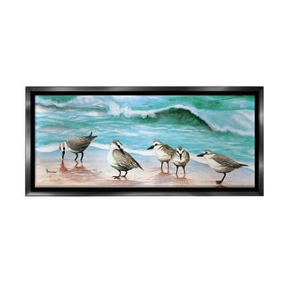 Stupell Sandpipers Along Beach Shore Framed Floater Canvas Wall Art ...