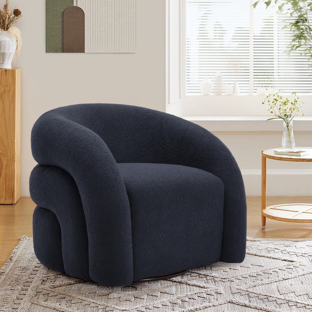 Upholstered Swivel Barrel Accent Chair
