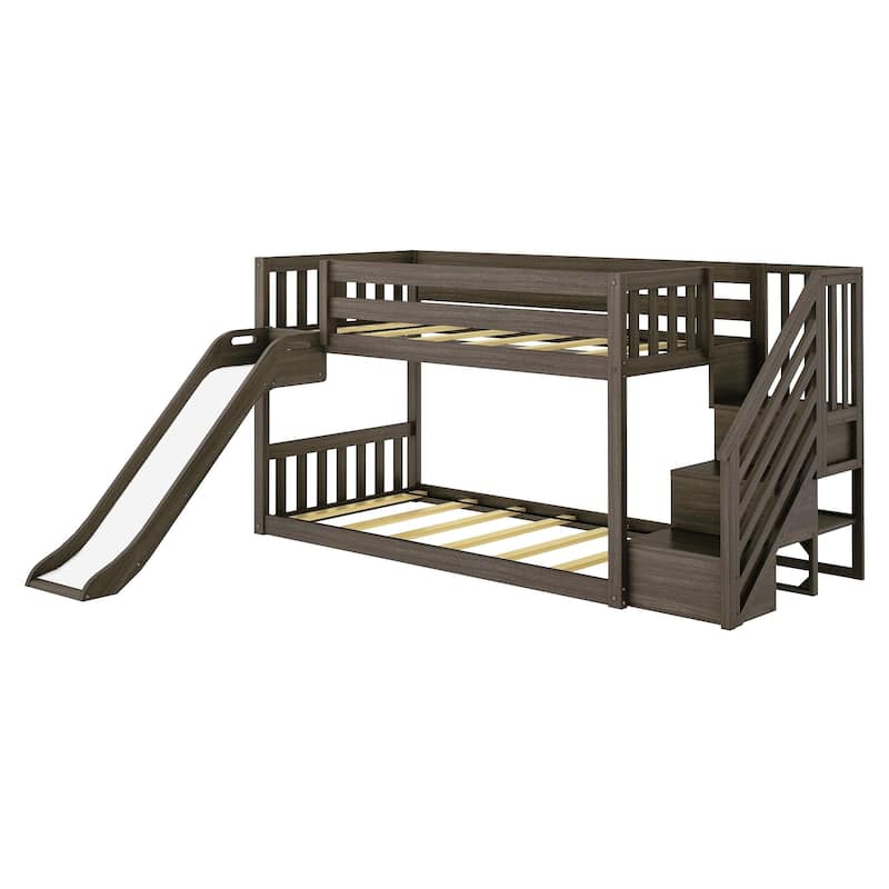 Max and Lily Classic Low Bunk with Stairs and Easy Slide