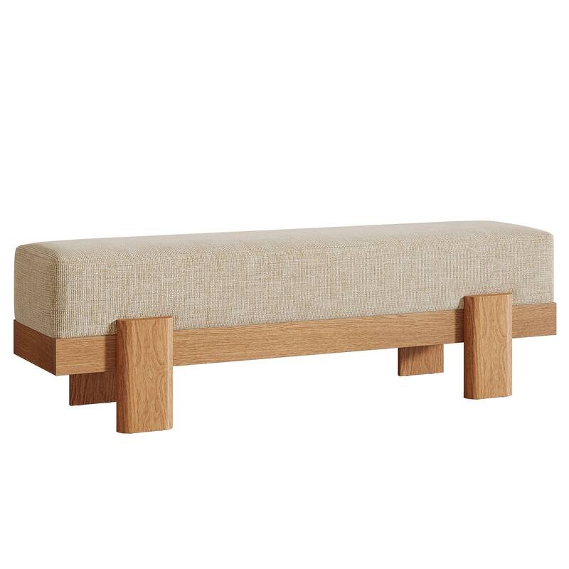 55'' Upholstered Entryway Shoe Bench with Fabric Padded Seat