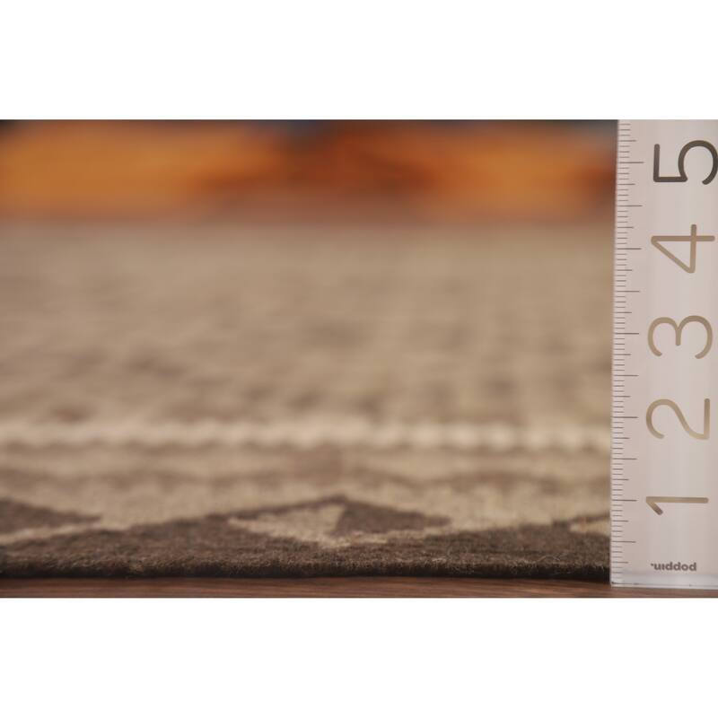 Hand Woven Oriental 100% Wool Carpet Southwestern Geometric Brown Kilim Area Rug - 10' 0'' X 6' 5''