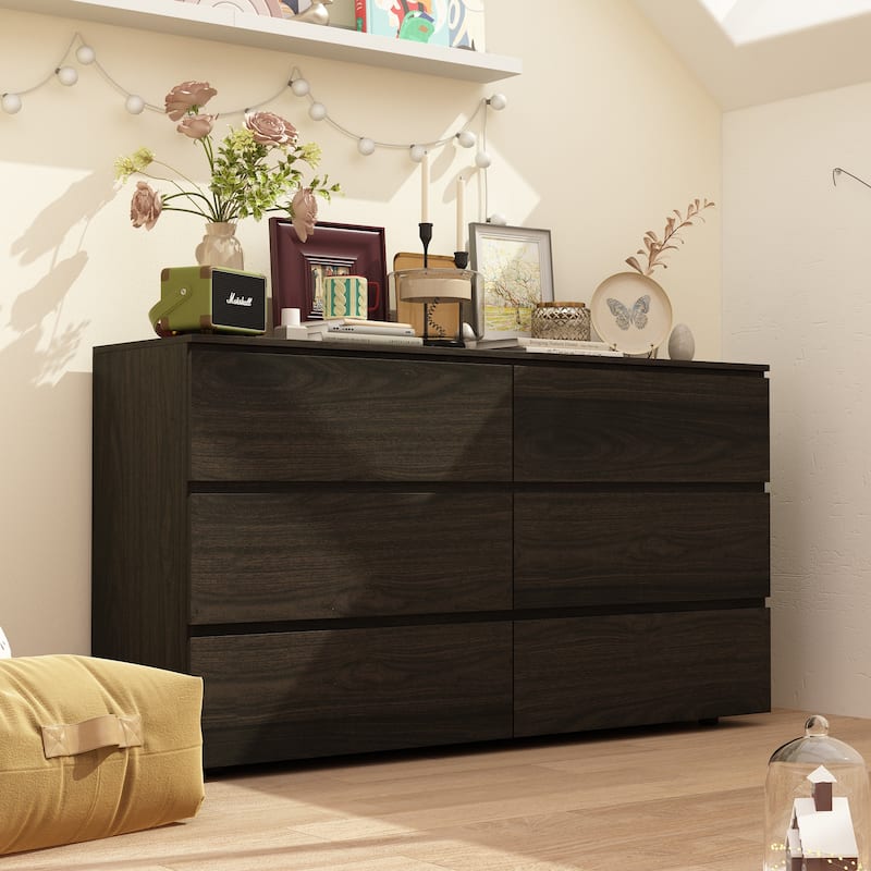 Premium 59-inch 6 Drawers White Floor Double Dresser by Kerrogee