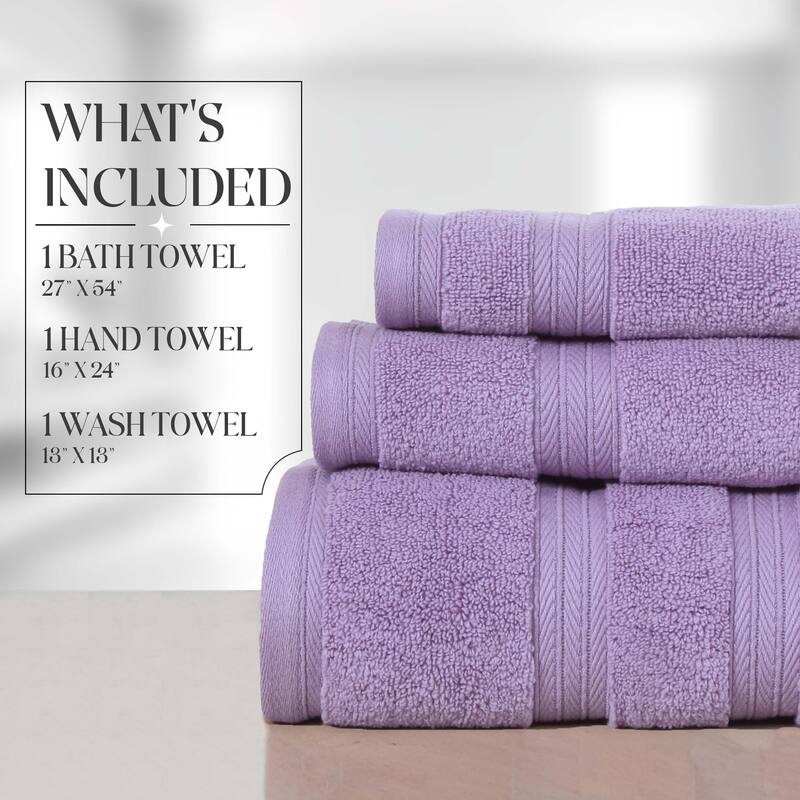 Home Weavers Elegance Essentials 550GSM Cotton Zero Twist Super Absorbent Bath Towel Set of 3