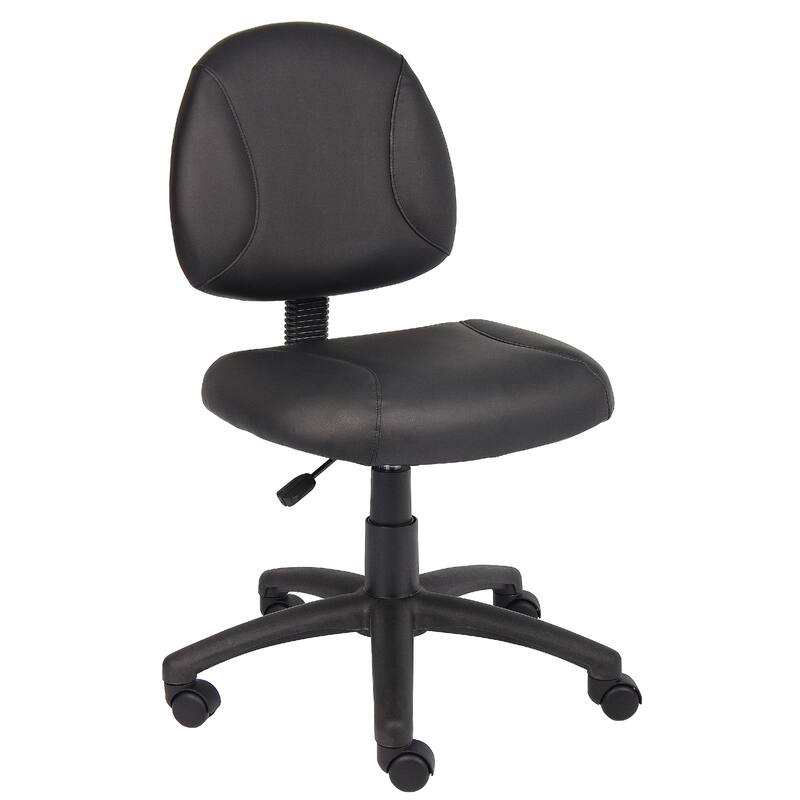 Wen Swivel Posture Chair, Black Faux Leather Back & Waterfall Seat