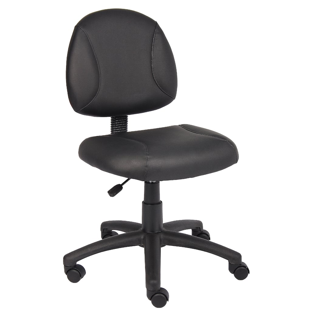 Wen Swivel Posture Chair, Black Faux Leather Back & Waterfall Seat