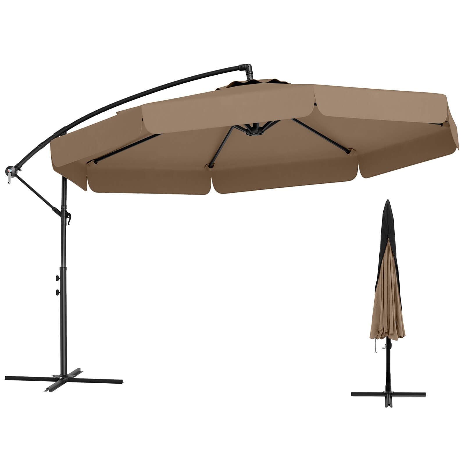 Costway 10 FT Offset Hanging Umbrella Patio Cantilever Umbrella with
