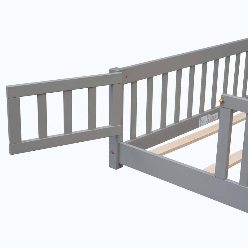 Durable Floor Platform Bed with Fence