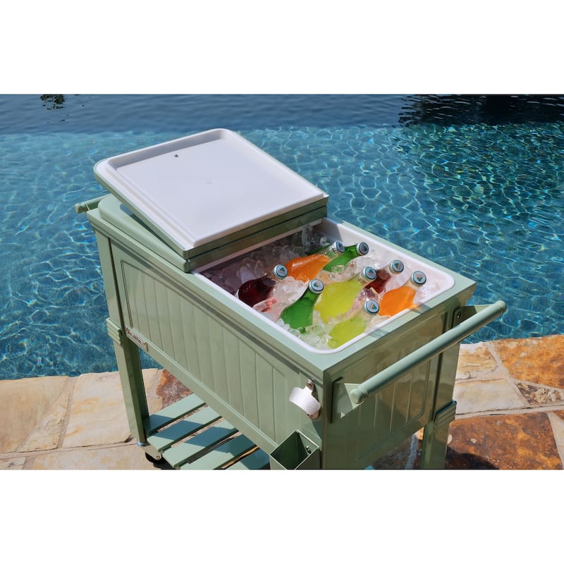 Permasteel 80-Qt Antique Furniture Style Rolling Patio Cooler