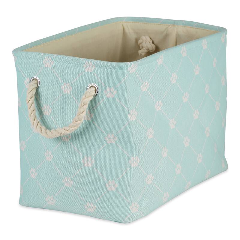 Bone Dry Polyester Pet Bin Trellis Paw - Aqua Trellis - Small Rectangle, 14x8x9"