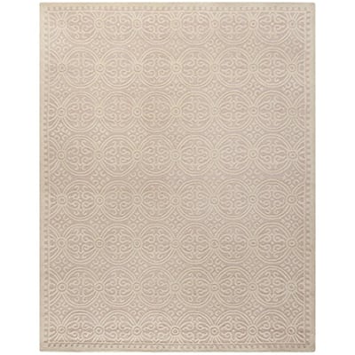 Moroccan Wool Area Rug 9x12 - Light Pink Ivory Hand-tufted Living Room Bedroom Rug - 144 x 108