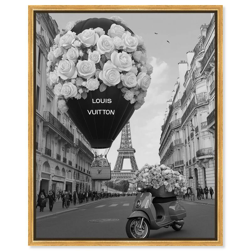 Scooter and Glam Balloon Canvas by Art Remedy - 16" x 20" - Gold