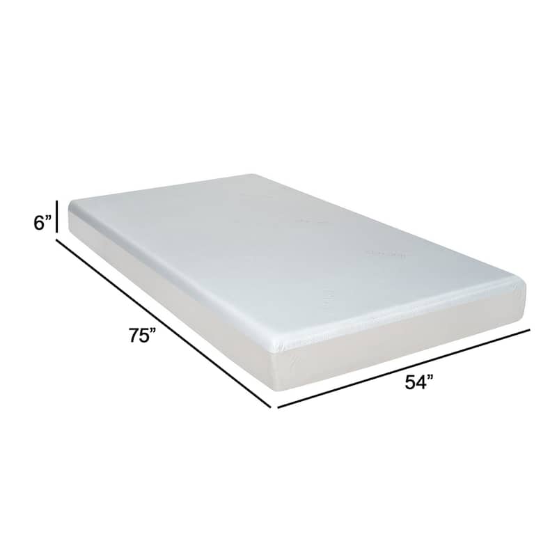 Que 6 Inch Full Size Memory Foam Mattress, Gel Infused, Fabric Upholstery