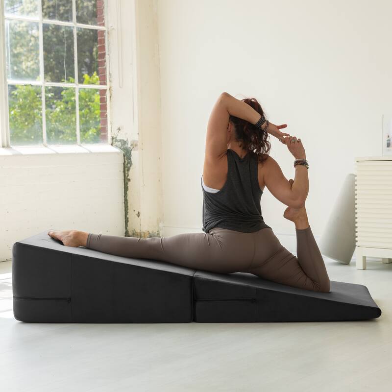 Avana Reach Super Ramp / Convertible Bed Bench w/ Slip Cover for Yoga & Massage, Microvelvet - Grey