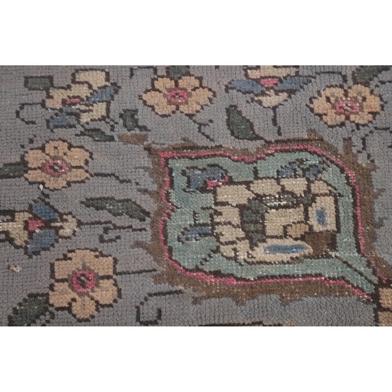 Overdyed Blue Tabriz Persian Vintage Rug Hand-Knotted Wool Carpet - 9'6"x 12'8"