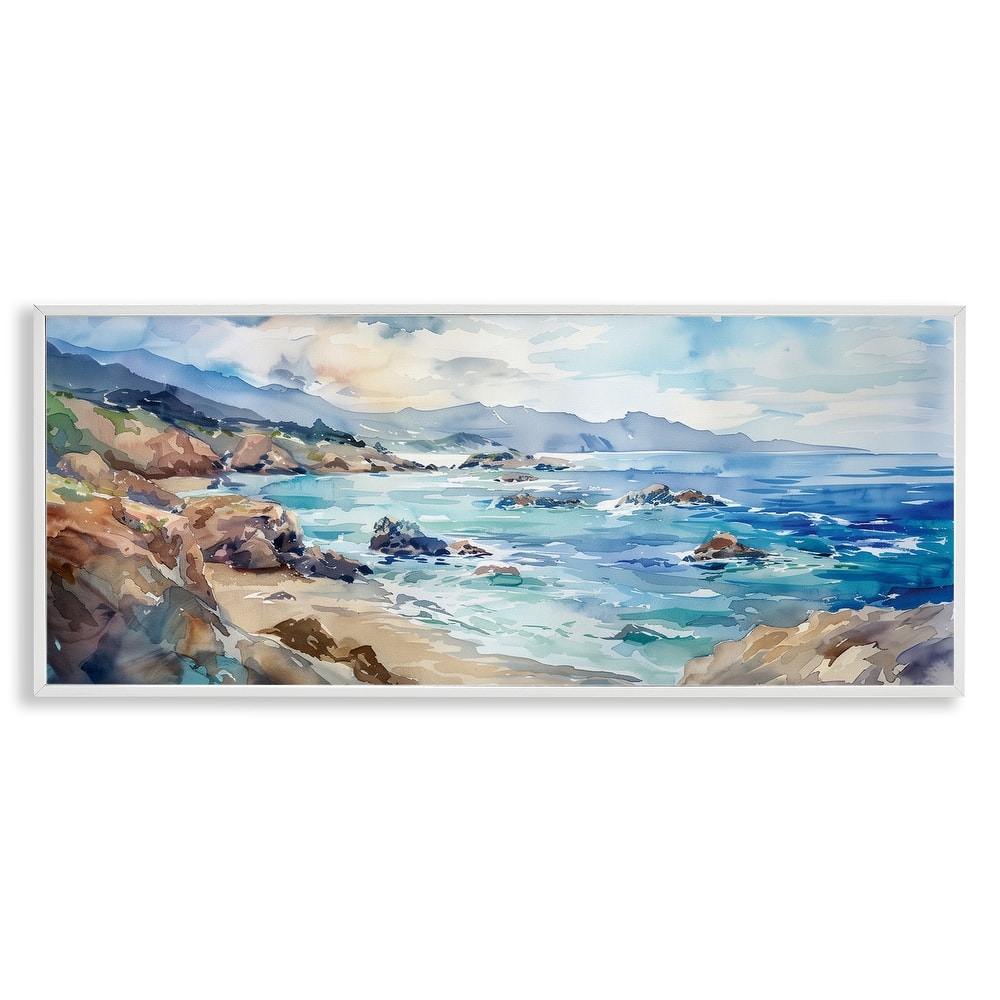 Stupell Blue Toned Beach Edge Framed Giclee Art Design By Heidi Kuntz