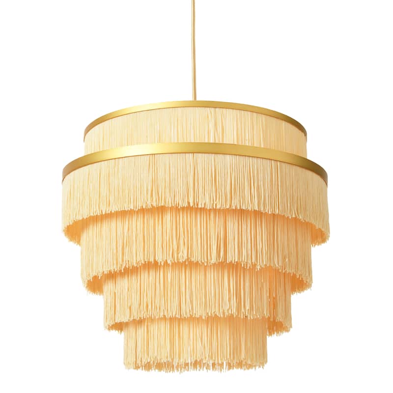 Boho 5-Tier Metal Chandelier with Fringe - 16.5"L x 16.5"W x 15.0"H