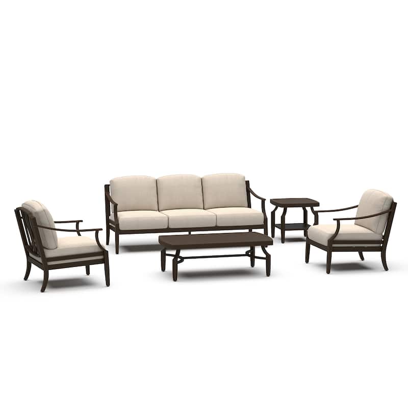 Patio Aluminum Conversation Sofa Set With Sunbrella Cushions