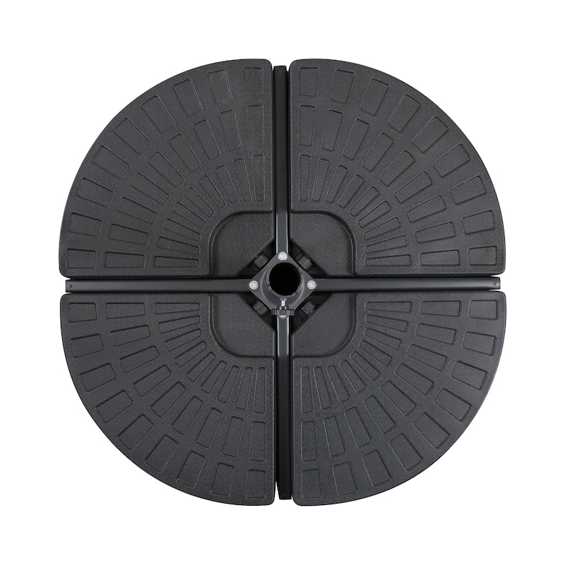 Outsunny 4 Pieces Round Patio Umbrella Base, Cantilever Offset Outdoor Umbrella Weights, 52 Liters Capacity Water