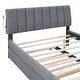 preview thumbnail 69 of 80, Teddy Fleece Platform Bed with Trundle, Vertical Striped Headboard and Smarter LED Bed Frame, Upholstered Frame Bed