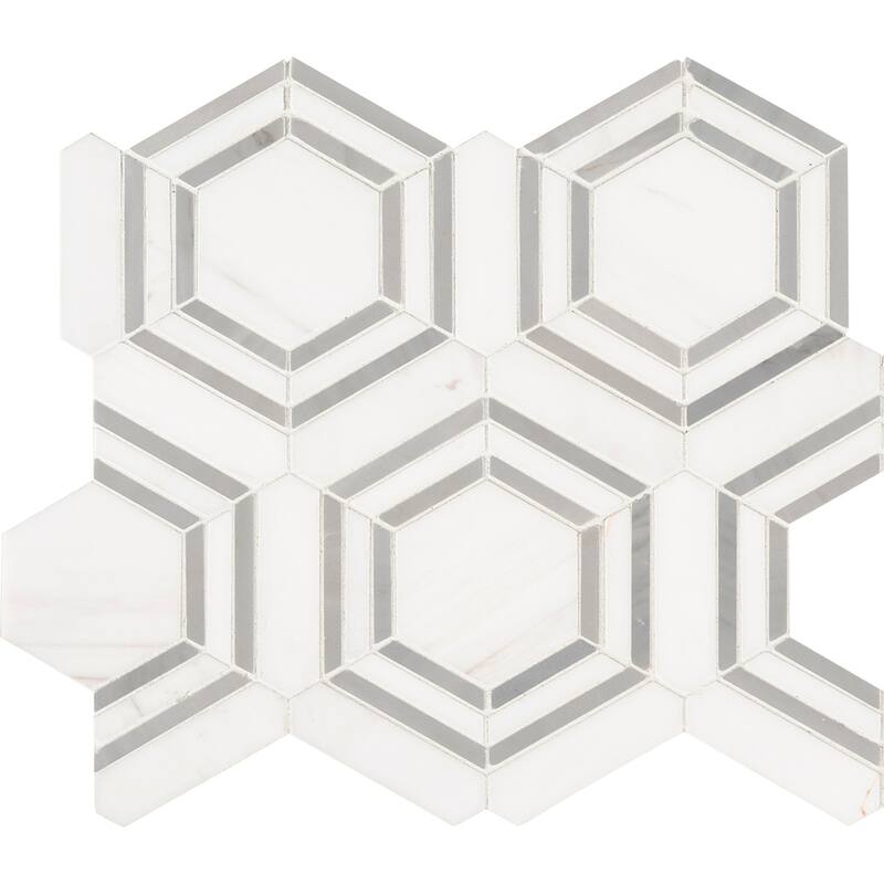 Ackland AKM-S-13X11GEP-CA 11" x 13" Marble Geometric Floor and Wall - Lattice Fog