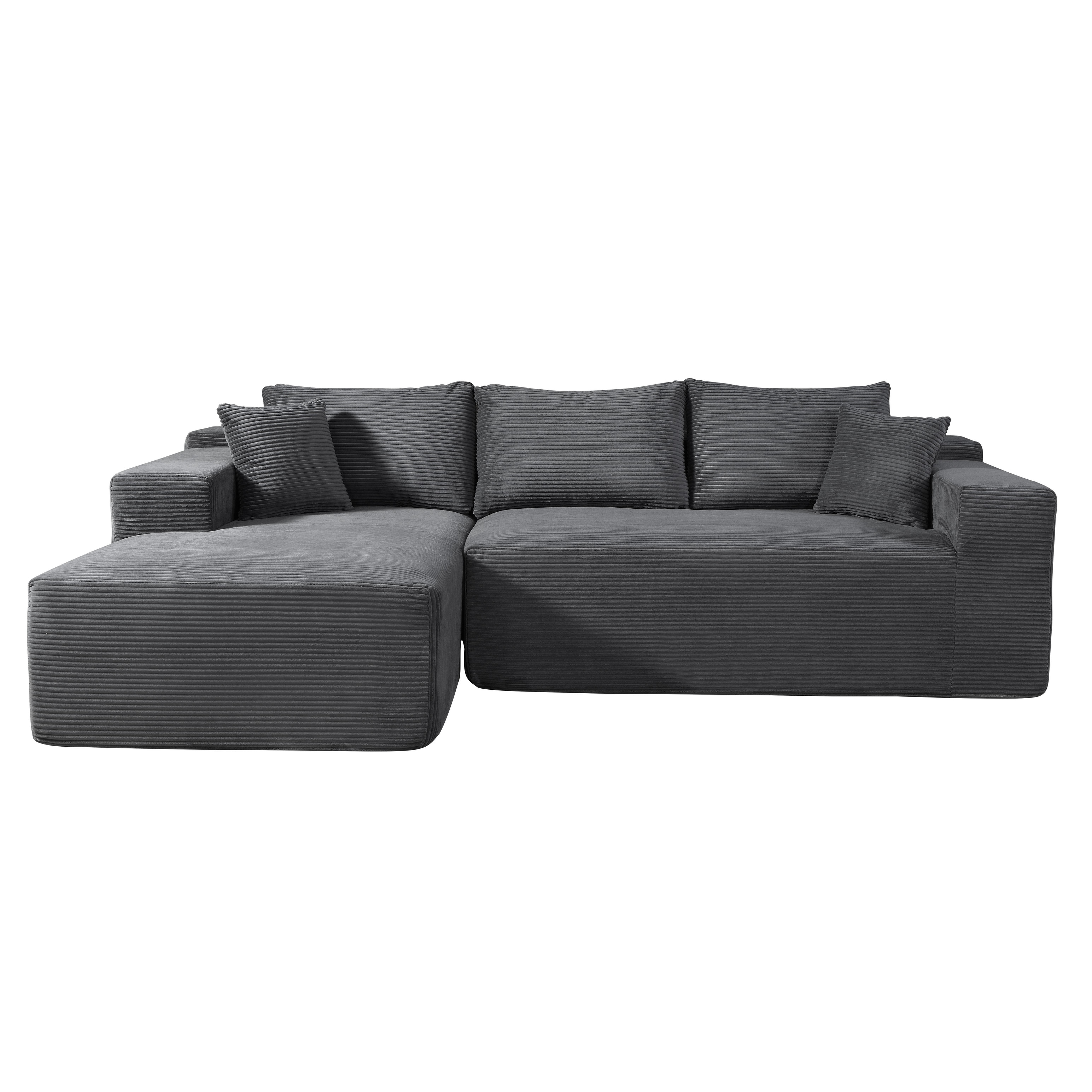 2 Piece Convertible L Shaped Sectional Sofa, 3 Seater Modular Cloud Sofa Couch with Chaise