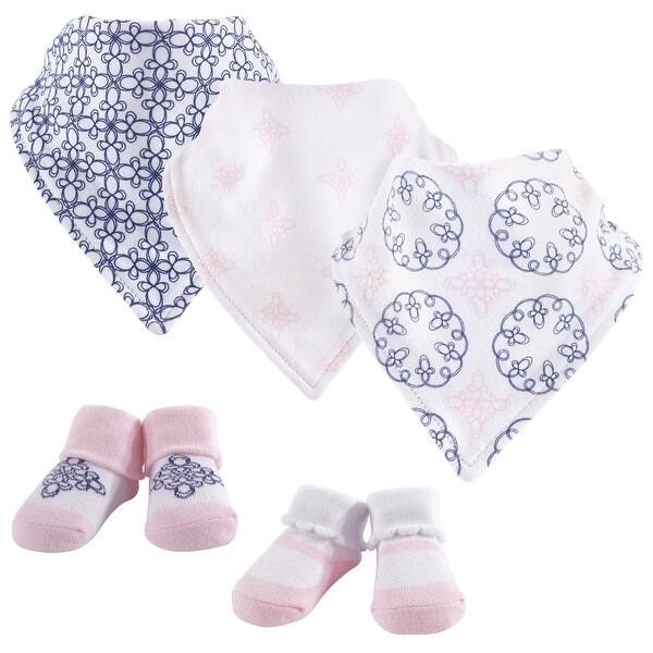 slide 1 of 1, Yoga Sprout Baby Girl Cotton Bandana Bibs and Socks 5pk, Whimsical, One Size - Whimsical - One Size One Size - Whimsical