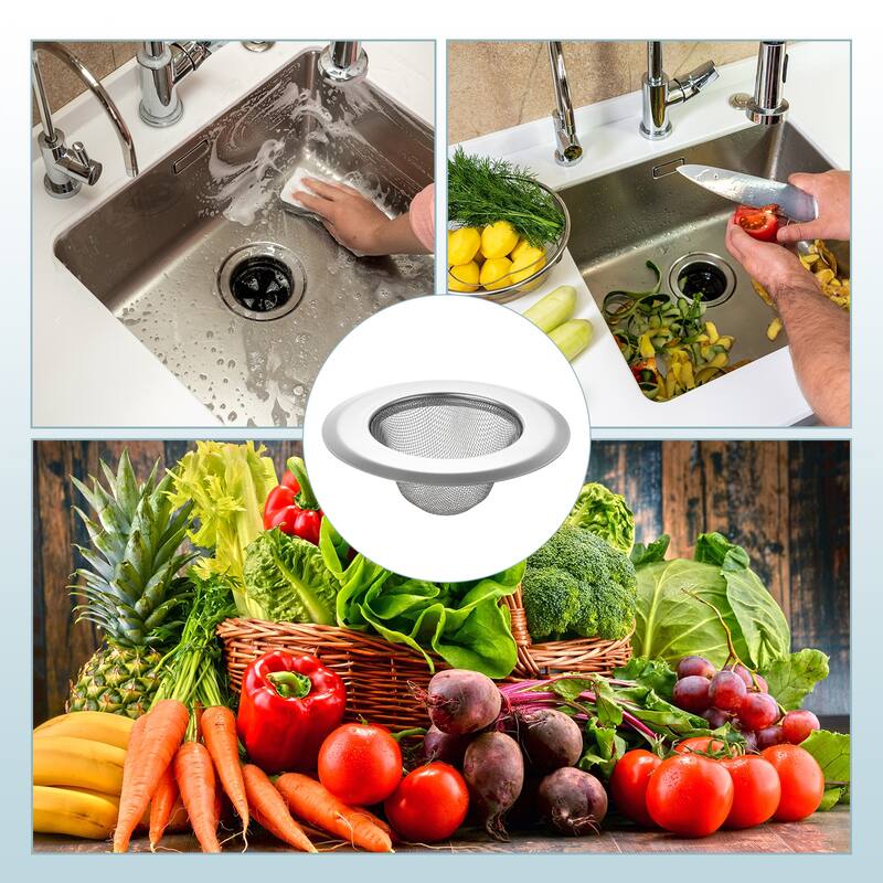 2Pcs Stainless Steel Kitchen Sink Strainer, Silver