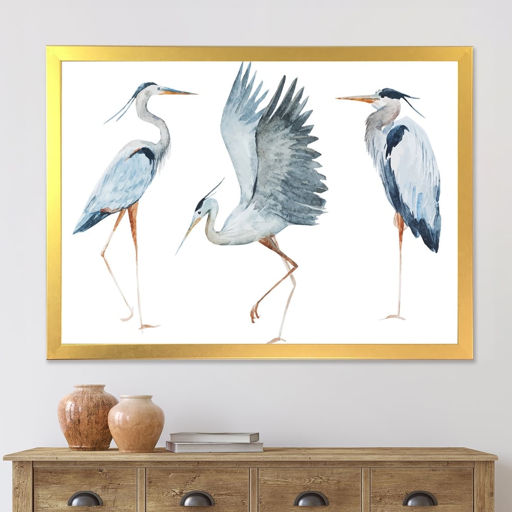 Designart "Heron Birds II" Traditional Framed Art Print