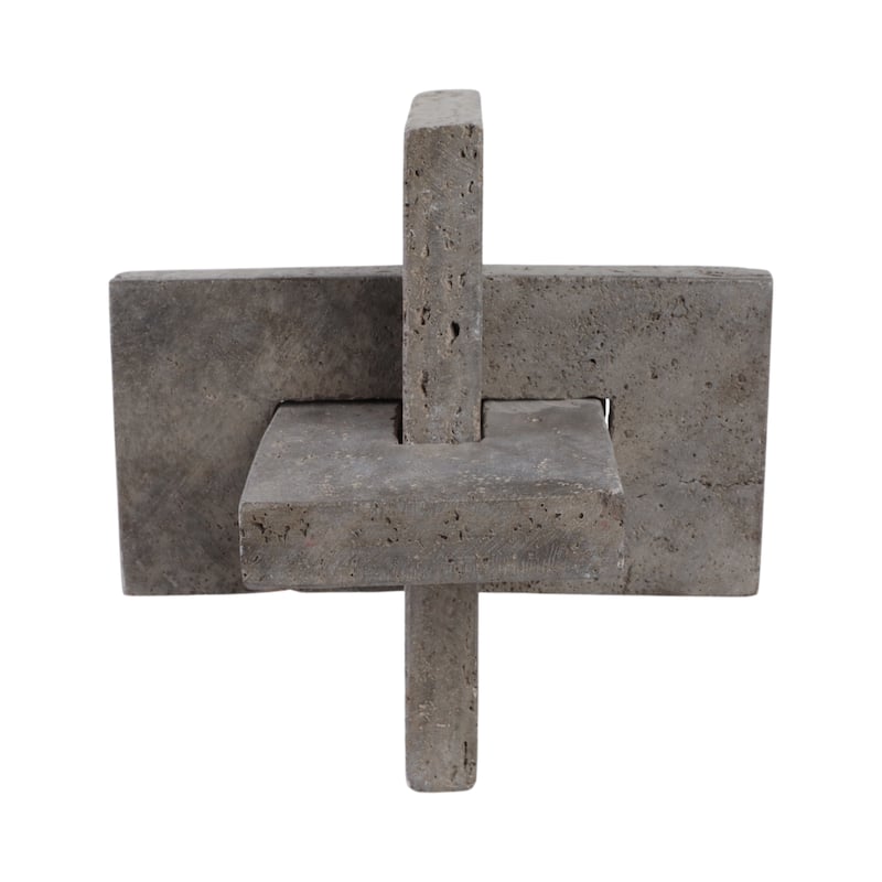Stone Metal Decorative Object Interlocking Block Geometric Sculpture