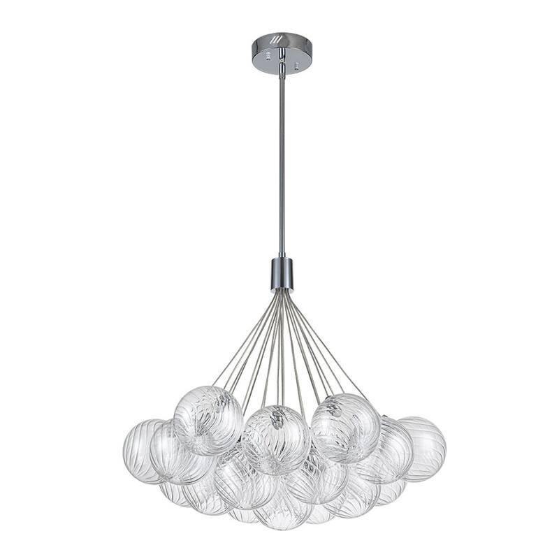 Contemporary Dimmable LED Cluster Glass Globe Chandelier - Chrome