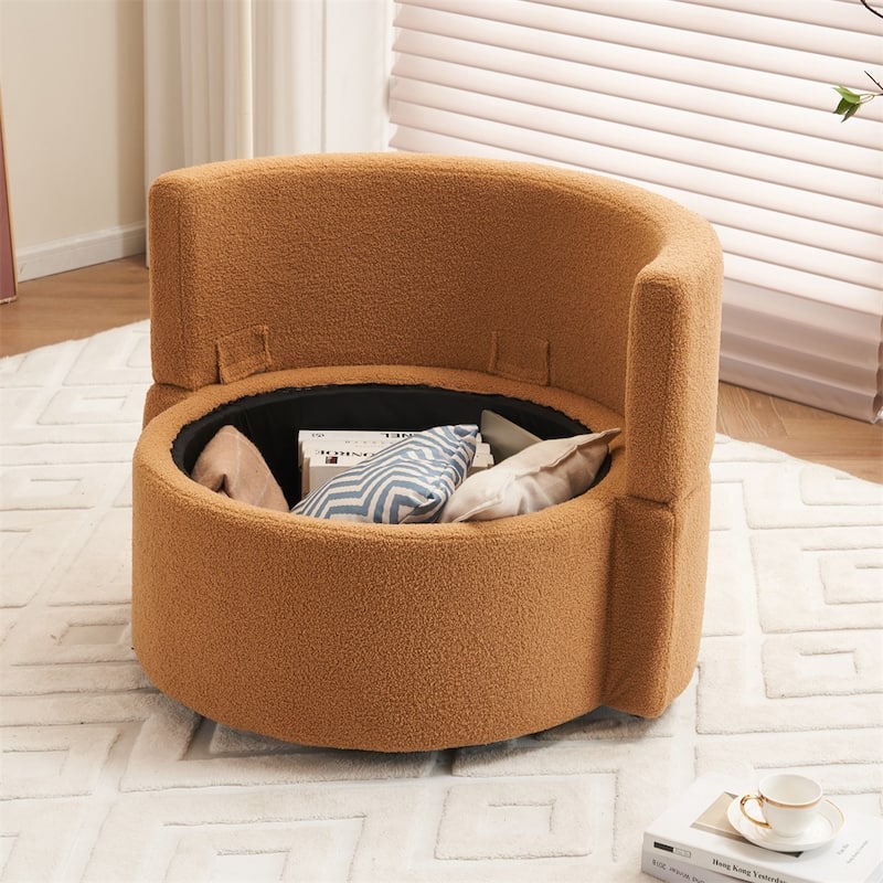 Teddy Fabric Swivel And Storage Chair w/Back Cushion For Living Room