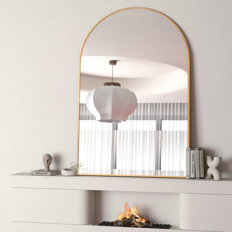 GDFStudio - Atelier Modern Arched Bathroom Vanity Decorative Mirror with Elevated Vertical Presence & Metal Frame
