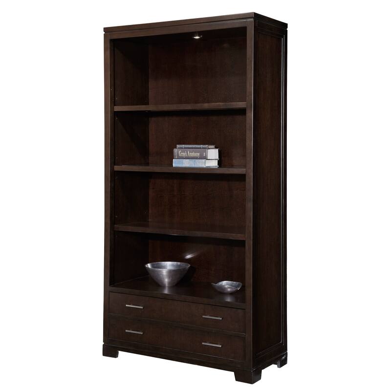 Hekman Solid Wood Mocha Ash Bookshelf with Drawer (Middle Section)
