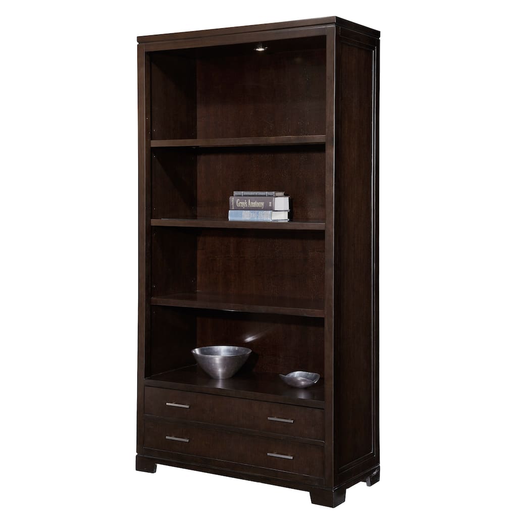 Hekman Solid Wood Mocha Ash Bookshelf with Drawer (Middle Section)