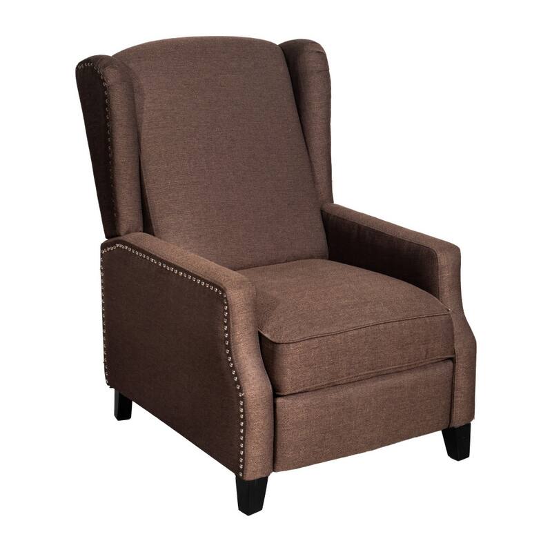 Push Back Wing Back Pocket Spring Recliner with Side Accent Nail Trim