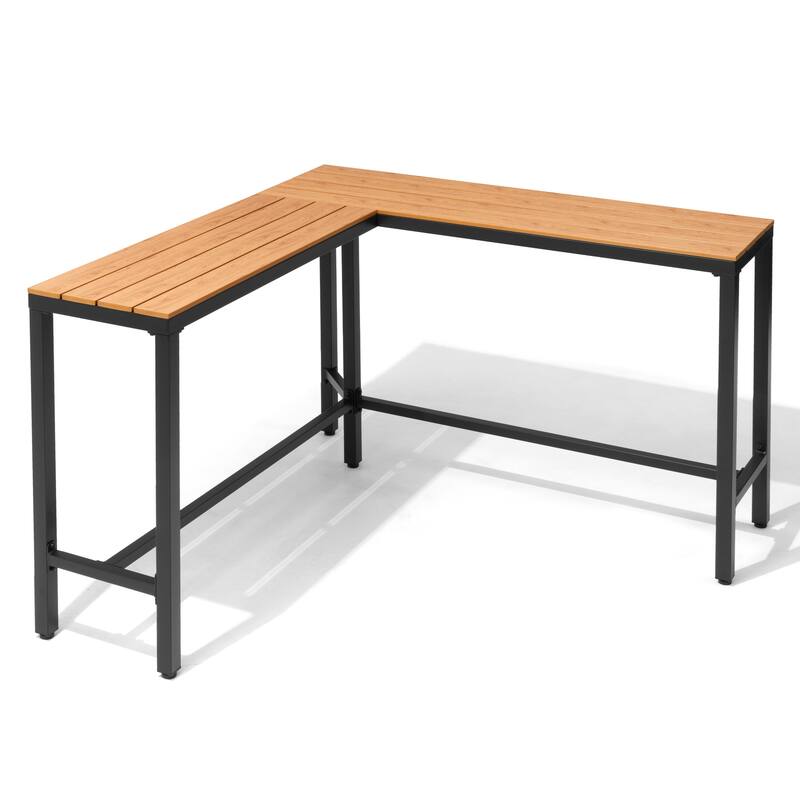 Pellebant Patio Outdoor Bar Table Rectangle Pub Table Dining Table