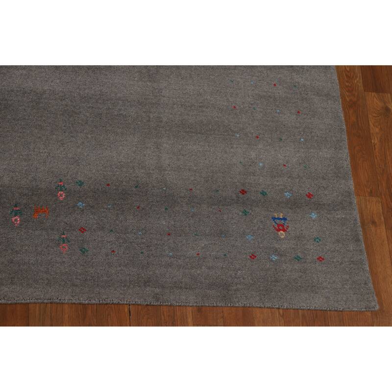 Hand Knotted Oriental 100% Wool Carpet Tribal Tribal Greys & Charcoal Gabbeh Area Rug - 12' 1'' X 9' 1''