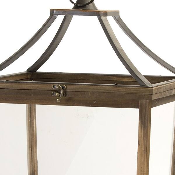 Set Of Two Beige Flameless Floor Lantern Candle Holder