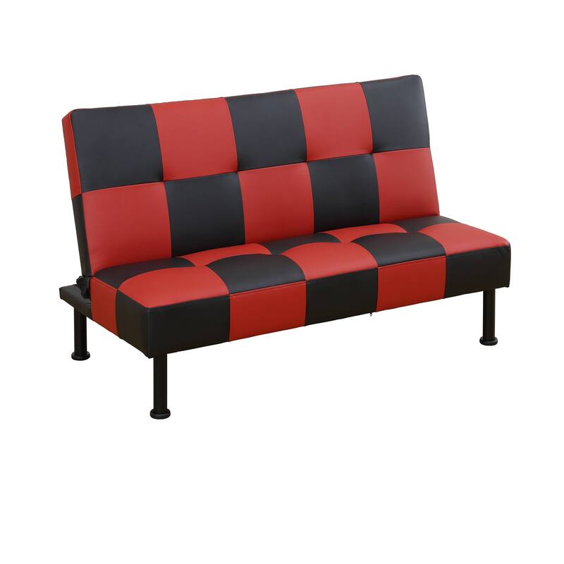 Red&Black Faux Leather Living Room Sofabed - Black/Red