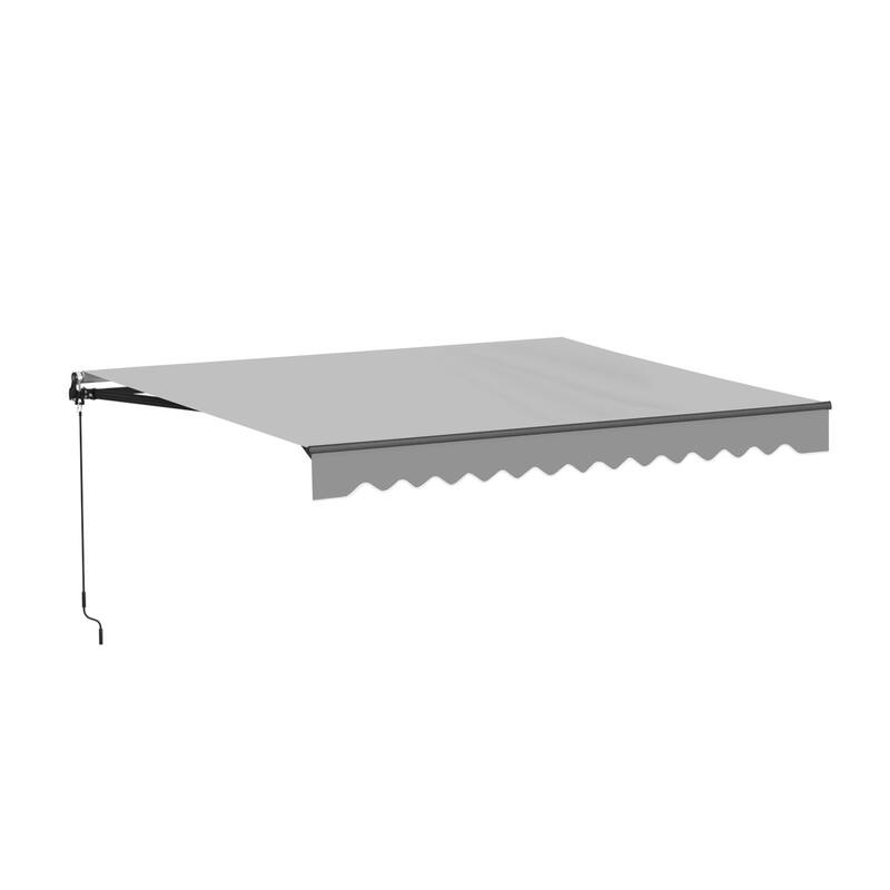 ALEKO Caribbean Manual Retractable Patio Awning - Black Frame - Silver Gray - 10 x 8 Feet